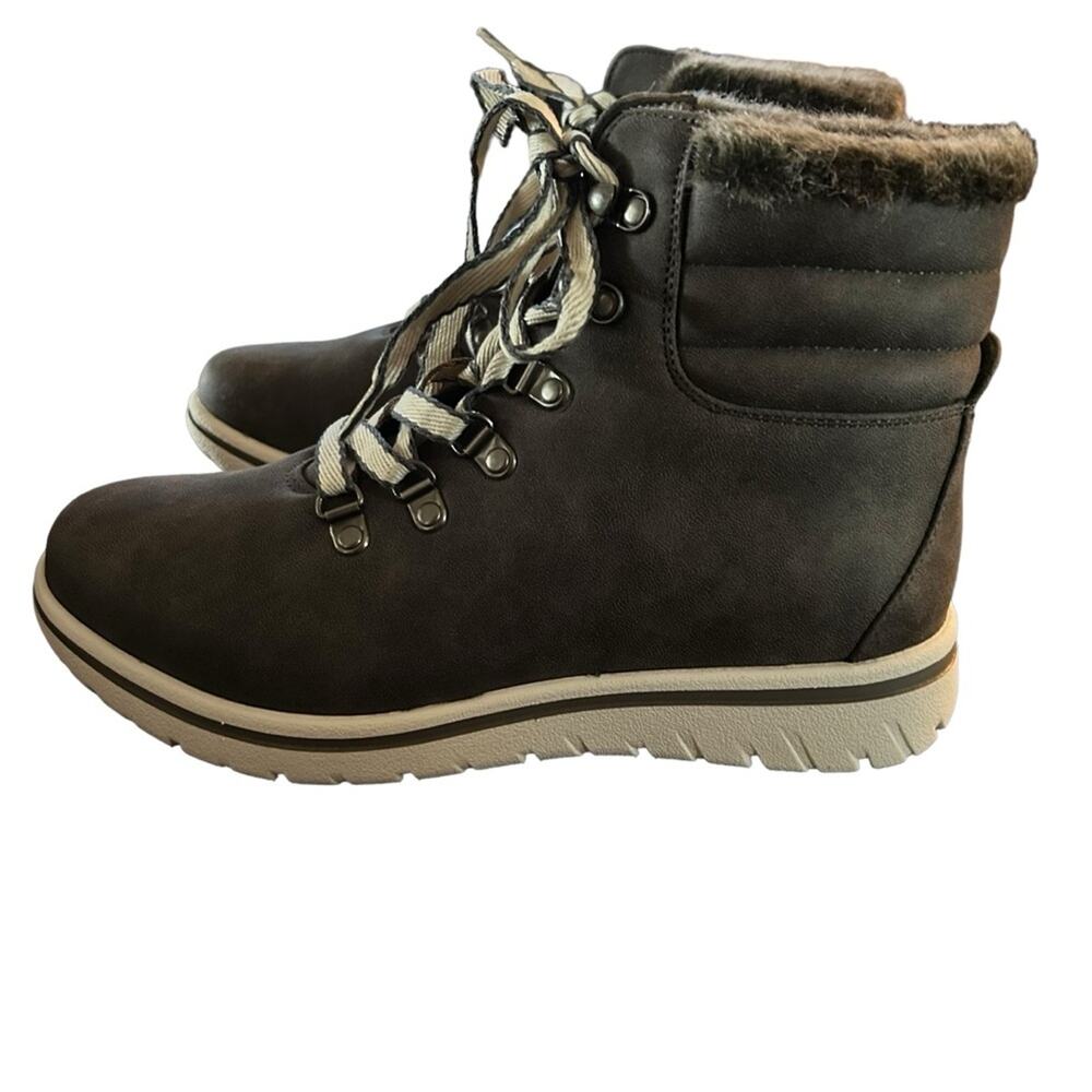 Cliffs by White Mountain Hallet Hiking Boot Bootie NEW Size 9 Grey Gray Fur Trim - Picture 7 of 11